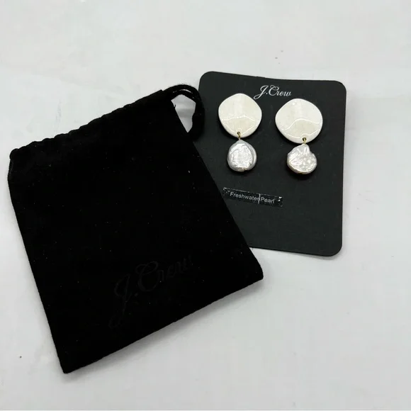 NWT J. Crew Cream Freshwater Pearl Dangle Earrings - Picture 7 of 7